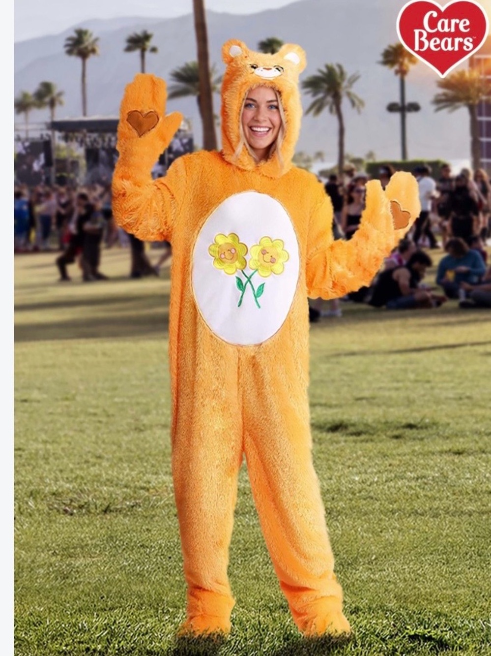 Care Bears Orange Fuzzy Flower Belly Costume with Hood and Mittens